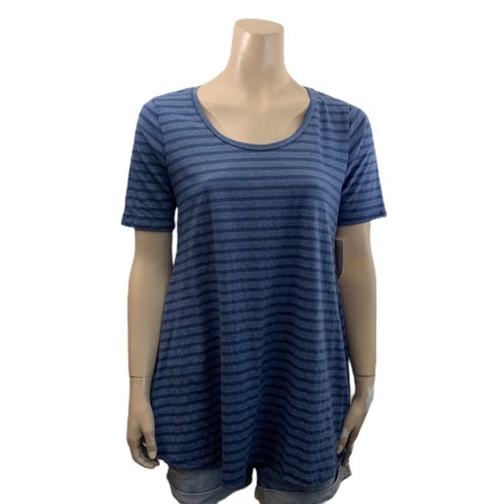 LuLaRoe Blue Striped Perfect T NWT Size S